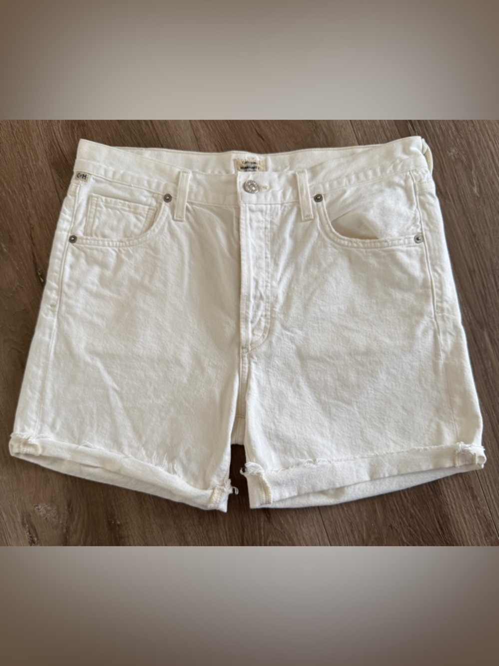 Citizens of Humanity Bailey Loose‎ Fit Short White Denim Size 27 Premium Vintage